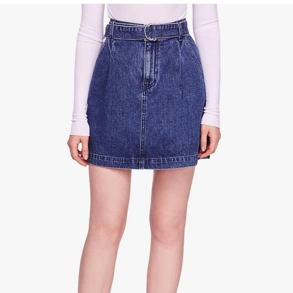 Free People Belted Denim Skirt